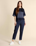 Blusa in seta e jersey