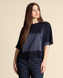 Blusa in seta e jersey