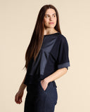 Blusa in seta e jersey