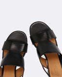 Sandali con tacco in pelle