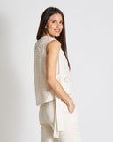 Top ricamato in cotone