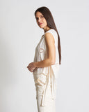 Top ricamato in cotone