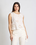 Top ricamato in cotone