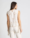 Top ricamato in cotone