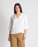 Blusa in viscosa e lino