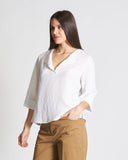 Blusa in viscosa e lino