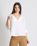 Blusa in viscosa e lino