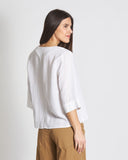 Blusa in viscosa e lino