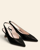 Sling back in pelle con tacco