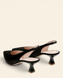 Sling back in pelle con tacco