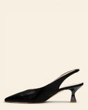 Sling back in pelle con tacco