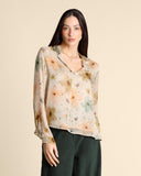 Blusa in georgette di viscosa e seta