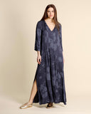 Abito lungo in twill di viscosa