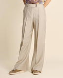 Pantaloni fluidi in lino e viscosa