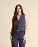 Gilet in cotone e lino