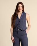 Gilet in cotone e lino