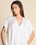 Blusa in raso di viscosa stretch