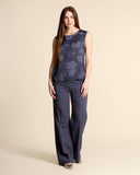 Top in twill di viscosa