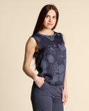 Top in twill di viscosa
