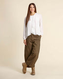 Pantaloni ampi crop in cotone