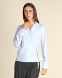 Camicia incrociata in popeline