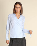 Camicia incrociata in popeline