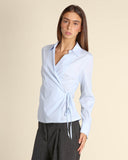 Camicia incrociata in popeline