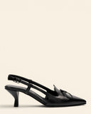 Sling back con tacco in pelle