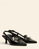 Sling back con tacco in pelle