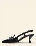 Sling back con tacco in pelle