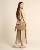 Borsa Venus Midi in suede con frange