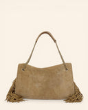 Borsa Venus Midi in suede con frange