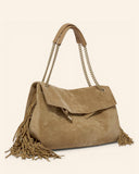 Borsa Venus Midi in suede con frange