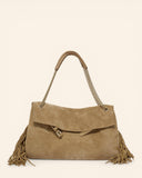 Borsa Venus Midi in suede con frange