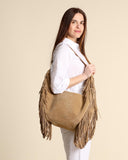 Borsa Isola con frange in suede