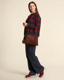 Borsa Trinity Peach Oro Small in suede e cuoio