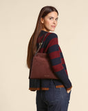 Borsa Trinity Peach Oro Small in suede e cuoio