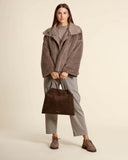 Borsa  Trinity Peach Oro midi in suede e cuoio