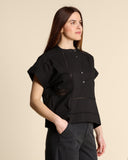Camicia in cotone con pizzo
