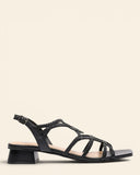 Sandali con tacco n pelle intrecciata