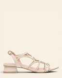 Sandali con tacco in pelle intrecciata