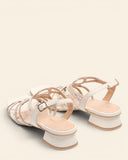 Sandali con tacco in pelle intrecciata