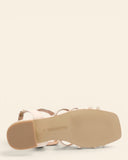 Sandali con tacco in pelle intrecciata