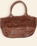 Borsa shopping in pelle intrecciata