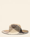 Cappello patchwork in rafia