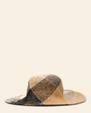 Cappello patchwork in rafia