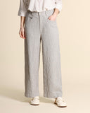 Pantaloni  in cotone goffrato e rigato