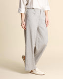 Pantaloni  in cotone goffrato e rigato