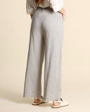 Pantaloni  in cotone goffrato e rigato