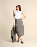 Gonna in cotone rigato e goffrato